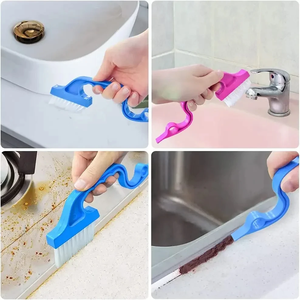 Cepillo de limpieza para el hogar 2 en 1 con cepillo para huecos de ventanas y pala de boca plana, artículos útiles para cocina, baño, inodoro, herramientas y suministros para el hogar - Product Image 6