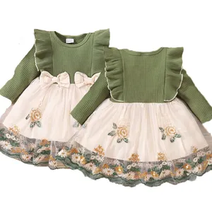 FuYu Toddler Girl abiti in maglia a maniche lunghe Baby Infant Flower Tutu autunno inverno Dress