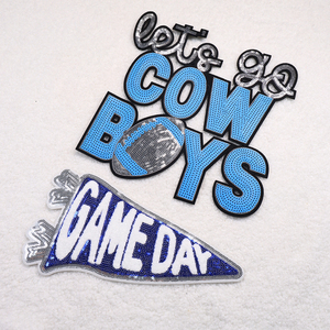 En gros de haute qualité personnalisé Chenille Sequin mot patchs fer sur lettres décalcomanies vêtements chapeaux paillettes patchs - Product Image 3