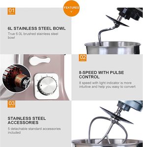 เครื่องผสมแป้งอบ5L ในห้องครัวเครื่องผสมอาหารขนาดกะทัดรัดแบบมืออาชีพ - Product Image 5