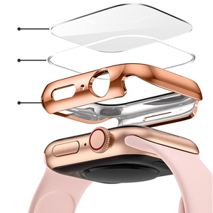 Coque PC antichoc à armure galvanisée pour <span class=keywords><strong>Apple</strong></span> <span class=keywords><strong>Watch</strong></span> 10 <span class=keywords><strong>8</strong></span> 7 6 IWatch <span class=keywords><strong>Bumper</strong></span> Couvercle en verre trempé Tailles 40/44 41/44 42/46 49mm - Product Image 4