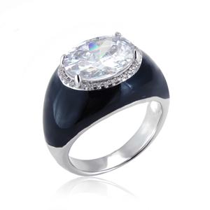 <span class=keywords><strong>Anello</strong></span> da <span class=keywords><strong>Uomo</strong></span> in <span class=keywords><strong>Argento</strong></span> Sterling 925 <span class=keywords><strong>con</strong></span> Zirconia Cubica Taglio Cuscino e Smalto, Design a <span class=keywords><strong>Pietra</strong></span> Singola - Product Image 3