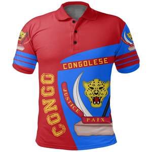 Congo African Clan Leopard Heraldic t-Shirt da uomo Cricket traspirante felpa Polo Logo personalizzato prezzo basso all'ingrosso camicia all'ingrosso - Product Image 6