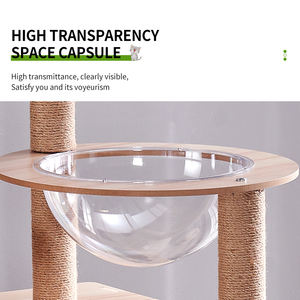 للبيع المباشر من المصنع برج شجرة القط القصير المصنوع من القطيفة الطبيعي للقطط الأليفة للتسلق وخربشة أثاث للشقق من خشب مضغوط متوسط الكثافة - Product Image 5