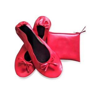 Venta caliente Sandalias personalizadas <span class=keywords><strong>Bailarinas</strong></span> planas <span class=keywords><strong>plegables</strong></span> para damas Zapatillas de Ballet de baile de PU <span class=keywords><strong>Boda</strong></span> para niñas - Product Image 2