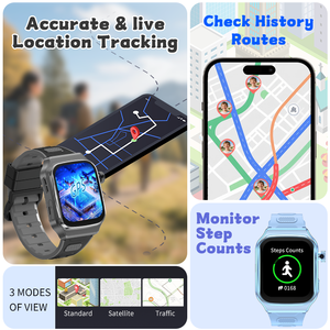 Montre connectée pour enfants et adolescents avec <span class=keywords><strong>application</strong></span> Android AI, batterie de 950 mAh, suivi GPS en temps réel, fonction SOS, écran incurvé, cadeau pour enfants. - Product Image 2