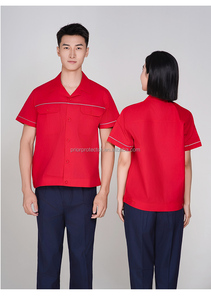 Camicia da <span class=keywords><strong>Lavoro</strong></span> Personalizzata Traspirante a Maniche Corte Leggera <span class=keywords><strong>per</strong></span> Meccanici Auto e Operai Edili in Policotone - Product Image 2