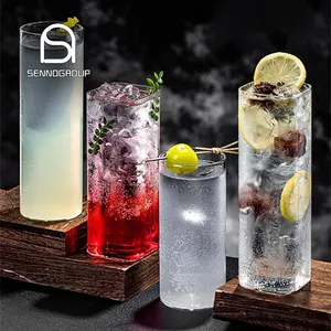 Wholesale Tall Square Glass Water Cup Heat-Resistant Mojito cocktail glasses ultra thin wine glass for Drinking Milk Beer Juice
