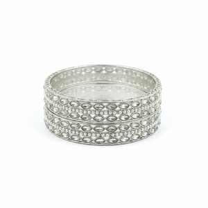 Designer Silver Plated Fashion Jewelry <b>Set</b> with <b>Crystal</b> Stone and Pearls Bangles for Women Ethnic Collection for Wedding Wear - Product Image 2