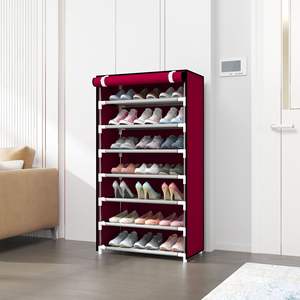 Zapatero Metálico Moderno y Simple <span class=keywords><strong>con</strong></span> <span class=keywords><strong>Cremallera</strong></span>, Mueble de Almacenamiento Multicapa para el Hogar, Multifuncional y a Prueba de Polvo - Product Image 4