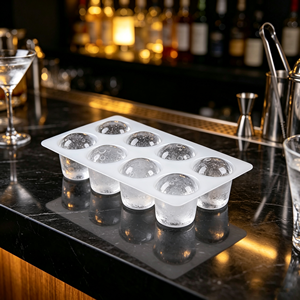 Bandeja para hacer bolas de hielo de PP de calidad alimentaria, 8 cavidades, reutilizable, molde grande para esferas de hielo redondas, para bar, tienda de té de burbujas, whisky, cocteles. - Product Image 4