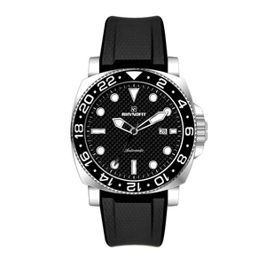 Montre automatique en acier inoxydable 316l avec cadran personnalisé en fibre de carbone et verre saphir, bracelet en caoutchouc, tendance pour les hommes d'affaires - Product Image 1