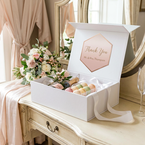 Biglietti di ringraziamento personalizzati esagonali a nido d'ape con sfumatura oro blush e lamina oro, di lusso, per confezioni nuziali, all'ingrosso - Product Image 3