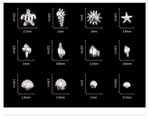 Décorations 3D pour ongles sur le thème de l'océan, étoiles de mer, coquillages, tortues, flocons dorés et argentés, décorations pour manucure - Product Image 3