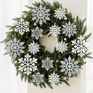 Trắng Bạc Giáng Sinh Bông Tuyết Đồ Trang Trí 36Pcs Cảm Thấy Long Lanh Treo Bông Tuyết Mùa Đông Wonderland Đông Lạnh Trang Trí Trang Trí Nội Thất - Product Image 5