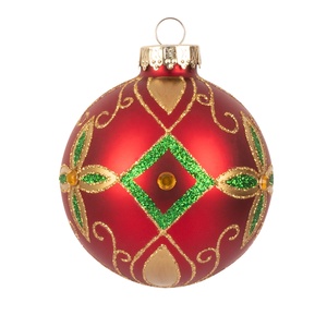 <span class=keywords><strong>Boules</strong></span> de Noël festives en verre rouge, <span class=keywords><strong>transparentes</strong></span>, peintes à la main, à suspendre - Product Image 1