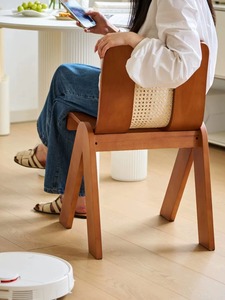 <span class=keywords><strong>Chaise</strong></span> tissée en rotin de café de <span class=keywords><strong>C</strong></span>-wabi Sabi de maison rétro de restaurant en bois massif créatif de concepteur nordique - Product Image 6