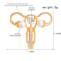 Broche en cristal en forme d'utérus, en alliage métallique émaillé et plaqué or, motif organe humain, vente chaude sur AliExpress, à faire soi-même