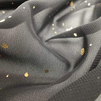 Tissu en Chiffon de Polyester Personnalisable Léger et Doux à Haute Torsion avec Points Dorés Estampés pour Robes de Filles, Vêtements de Mariage et Utilisation Automobile