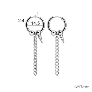 Low Moq Gothic Hypoallergeen Roestvrij Staal Piercing Sieraden Kruis Bengelen Knuffels Hoepel Zwart Goud Oorknopjes Voor Mannen