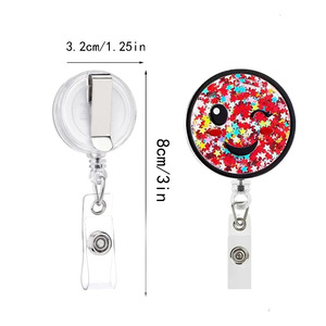 En gros, porte-clés rétractable à boucle à défilement, avec clip dorsal transparent, design sable mouvant ludique, pour badges et vêtements, modèle seringue - Product Image 4