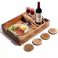Plateau de service à café antique avec porte-verre amovible, console de canapé en bois personnalisée pour salon, cuisine ou table