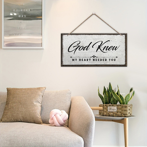 Letrero Colgante de Madera Vintage, Placa Rústica para Pared con la Frase 'Dios Sabía que <span class=keywords><strong>mi</strong></span> Corazón Necesitaba Tu Presencia', Decoración para Puerta Principal del Hogar, Etiqueta Colgante de Madera para Puerta - Product Image 2