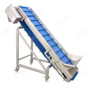 Incline Elevadora side Lift Conveyor dengan Hopper untuk sayuran buah