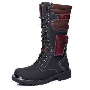 Bottes de chasse pour hommes en cuir véritable, bout rond, semelle extérieure en caoutchouc antidérapante, toutes saisons, semelle intermédiaire en EVA, doublure en polaire - Product Image 4