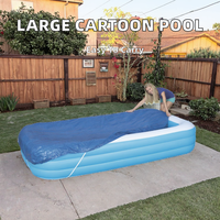 AGS Großer Rechteckiger PVC-Aufblasbarer Swimmingpool für Draußen, Umweltfreundlicher Tragbarer Eltern-Kind-Wasserspielplatz, Sommer-Pool-Spielzeug