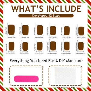 <span class=keywords><strong>Faux</strong></span> ongles français rayés flocon de neige <span class=keywords><strong>homme</strong></span> en pain d'épice de Noël mat 24 pièces pièces d'ongles portables pour l'application des doigts du nouvel an - Product Image 4