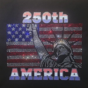 Vinyle pailleté imprimable, Transferts de strass thermocollants 250th America, Appliques thermocollantes 4th of July, Prix de gros, <span class=keywords><strong>Livraison</strong></span> rapide - Product Image 1