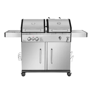 Fábrica de aço inoxidável Outdoor BBQ Gás Grill Para Jardim Queimadores De Churrasco Grill De Gás Vermelho Com Queimador Lateral