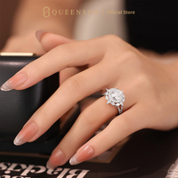 Bague de Mariage de Luxe Double Halo Florale pour Femme, Diamant de Laboratoire IGI Platine PT950 2 Carats DE VS