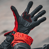 Gants de moto en cuir respirants Alien Monster Touchscreen rouge pour la course et la conduite, certifiés CE