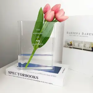 थोक सजावटी आधुनिक लक्जरी स्पष्ट ऐक्रेलिक पुस्तक फूल vase आयताकार ऐक्रेलिक वेस फूलों के लिए