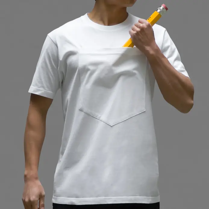 उच्च गुणवत्ता टी शर्ट थोक सस्ते पुरुषों की टी शर्ट विशाल सामने जेब कस्टम टी शर्ट