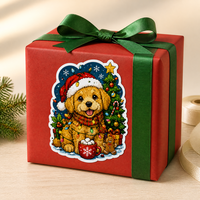 Autocollants personnalisés pour animaux de compagnie Joyeux Noël, imperméables, autocollants en vinyle découpés à la forme, mignons, pour enfants, emballage de boîte cadeau