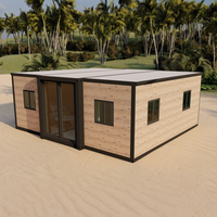 Maison conteneur préfabriquée extensible à grain de bois, modulaire, portable, pour hébergement temporaire, village d'événements sportifs, appartement, villa
