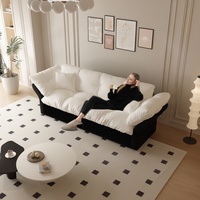 Canapé-lit convertible 3-en-1 avec lit queen size escamotable, canapé deux places moderne et moelleux, chaise longue pour petit salon ou bureau