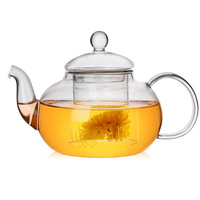 Théière classique en verre ultra-transparent de 600 ml avec infuseur pour café, lait, thé fleuri ou thé en feuilles