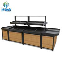 Boyuehong Enkelzijdige Supermarkt Verticale Fruit- en Groenterek Metalen/Houten Constructie Epoxy Poedercoating Vrijstaand 150cm