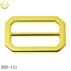 金属リングアジャスター最新卸売装飾バッグバックル光沢ゴールドロゴブランクバックパックハードウェア