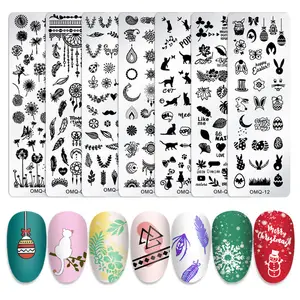 Diseño personalizado Nail Art Printing Template Marble Pattern Christmas Snowflake Nail Art Stamping Plates