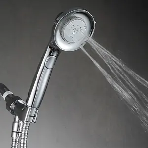 ABS All Chrome 3-mode High Pressure Handheld Shower Head With 3 Mode Button Flow Adjustment