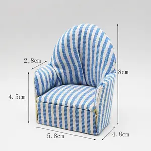 1:12 Dollhouse Furniture Mini Single Sofa Chair Children Toys Blue Stripes