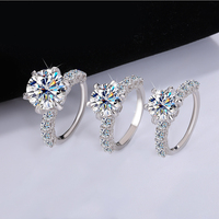 NORELLE grosir cincin tunangan perak murni S925 cakar enam mewah cincin besar berlian & Moissanite warna cahaya bulan putih untuk wanita