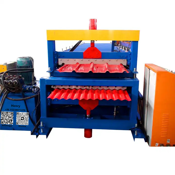 Высококачественный лист IBR для глазурованной плитки, двухслойный трапециевидный пресс для крыши, машина для формовки рулонов