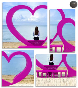 Sculture di Sedie a Forma di Cuore in Metallo per Esterni Personalizzabili, <span class=keywords><strong>Architettura</strong></span> Paesaggistica e Statue Popolari per Foto e Check-in - Product Image 2