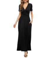 Tropical hawaïen tortue dos bambou imprimé robe été plage loisirs lâche col en v wrap poitrine manches courtes poche robe